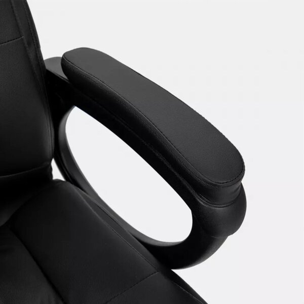 Irodai szék, Quasar & Co.®, Kappa modell, ergonomikus, állítható magasságú, hintarendszer, 5 forgókerék, króm talp, organikus bőr, fekete