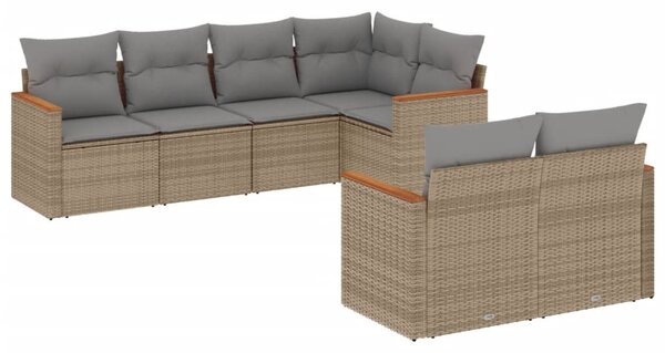 7 részes bézs polyrattan kerti ülőgarnitúra párnákkal