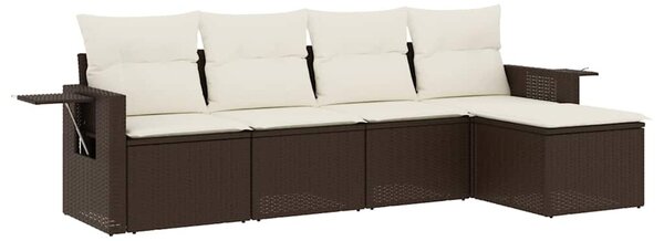 5 részes barna polyrattan kerti ülőgarnitúra párnával