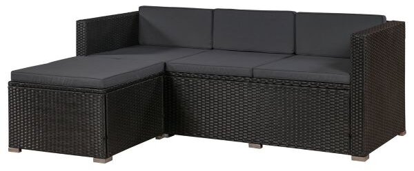 Juskys Punta Cana L kerti rattan szett – fekete/antracit párnák