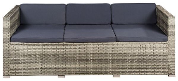 Juskys Punta Cana M kerti rattan szett - szürke/antracit párnák