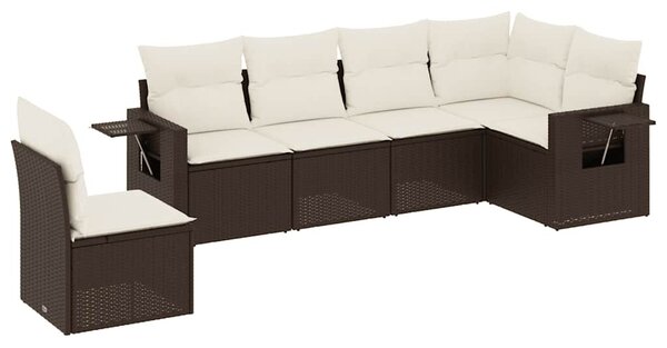 6 részes barna polyrattan kerti ülőgarnitúra párnával