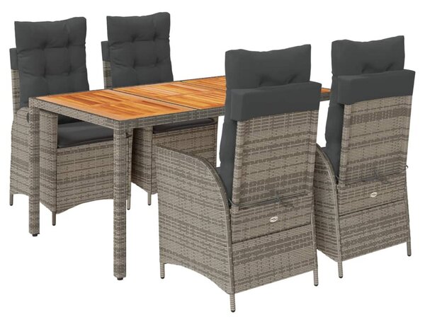 5 részes szürke polyrattan kerti étkezőgarnitúra párnával
