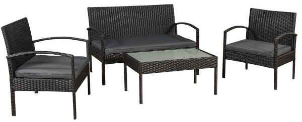 Juskys Trinidad polyrattan bútor szett - fekete