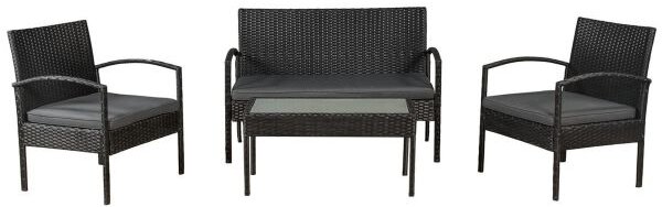 Juskys Trinidad polyrattan bútor szett - fekete