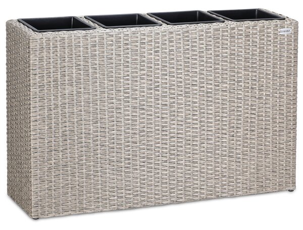 Casaria® Virágláda 95x27x60 cm krémszínű - 4 edény