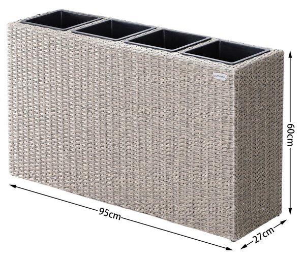 Casaria® Virágláda 95x27x60 cm krémszínű - 4 edény
