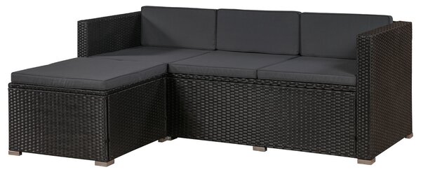 Juskys Punta Cana M kerti rattan szett – fekete/antracit párnák