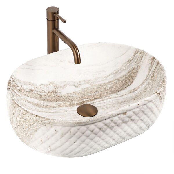 Rea Oktawia Saturn, pultra szerelhető mosdó 500x355x150 mm, kőutánzat, REA-U3529