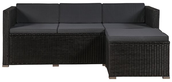 Juskys Punta Cana M kerti rattan szett – fekete/antracit párnák