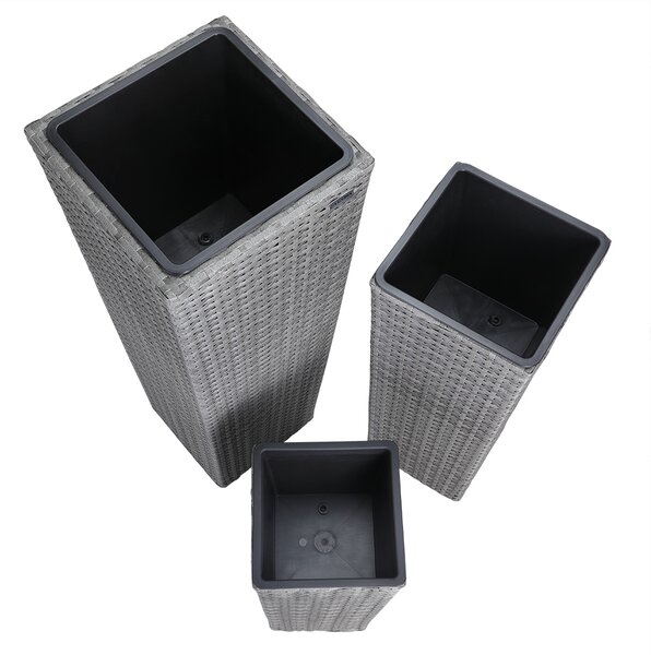 Casaria® 3 darabos virágtartó készlet - szürke
