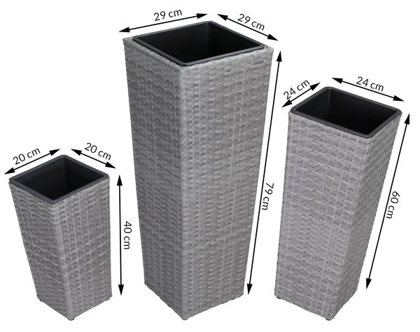Casaria® 3 darabos virágtartó készlet - szürke