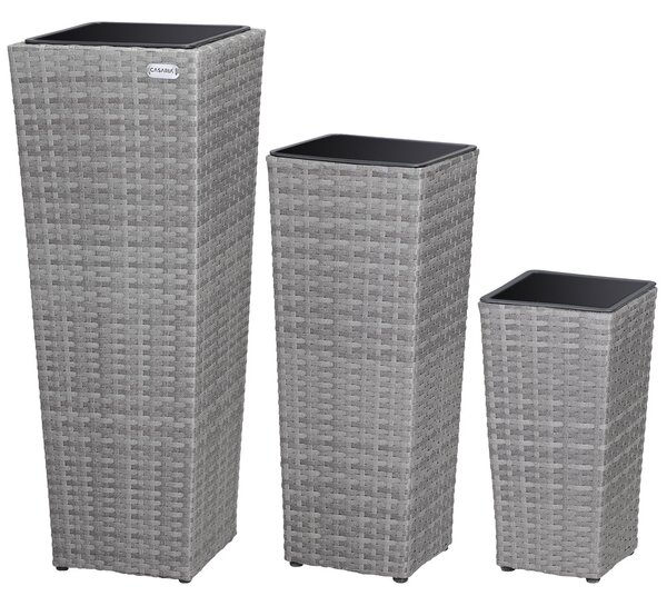 Casaria® 3 darabos virágtartó készlet - szürke