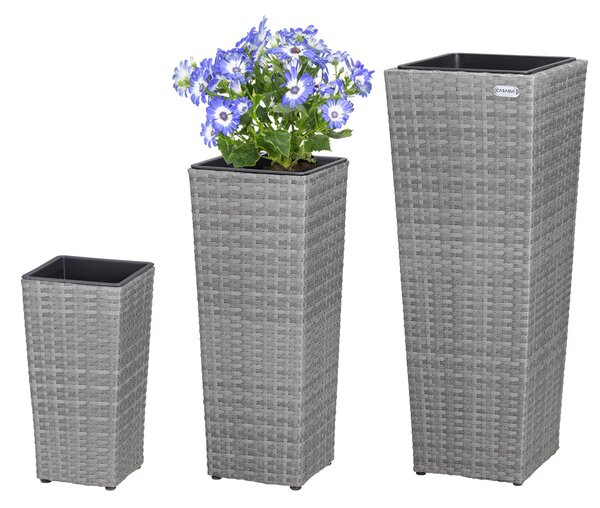 Casaria® 3 darabos virágtartó készlet - szürke
