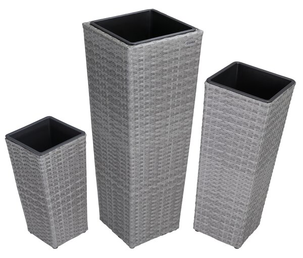Casaria® 3 darabos virágtartó készlet - szürke