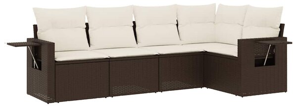 5 részes barna polyrattan kerti ülőgarnitúra párnával