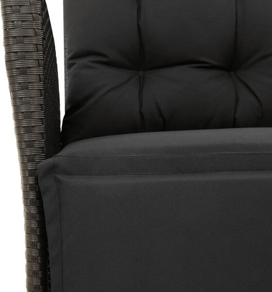 5 részes fekete polyrattan kerti étkezőgarnitúra párnákkal