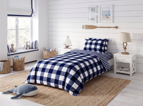 Mikroszálas ágyneműhuzat NAVY GINGHAM kék-fehér Ágyneműhuzat mérete: 70 x 90 cm | 140 x 200 cm