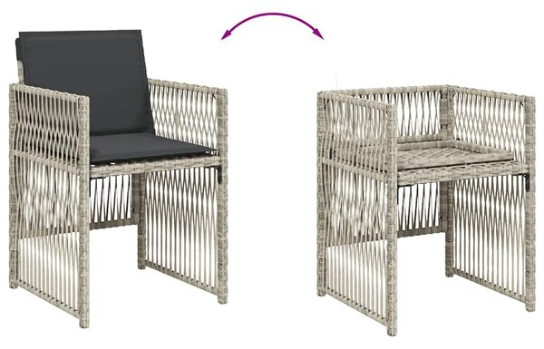 15 részes szürke polyrattan kerti étkezőgarnitúra párnákkal