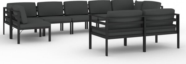 9 részes antracitszürke alumínium kerti ülőgarnitúra párnákkal