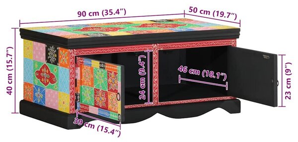 VidaXL többszínű tömör mangófa dohányzóasztal 90x50x40 cm