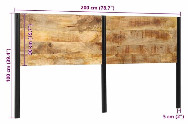 VidaXL tömör fa mangó és vas fejtámla 200 cm
