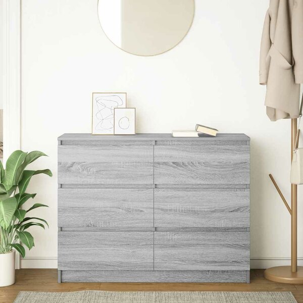 VidaXL szürke sonoma színű szerelt fa tálalószekrény 100x35x76 cm