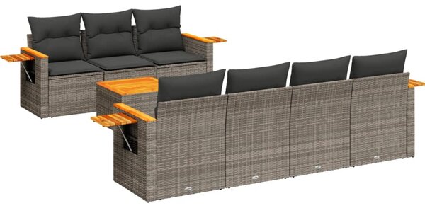 8 részes szürke polyrattan kerti ülőgarnitúra párnákkal