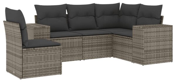 5 részes szürke polyrattan kerti ülőgarnitúra párnákkal