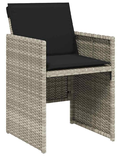 11 részes világosszürke polyrattan kerti ülőgarnitúra párnákkal