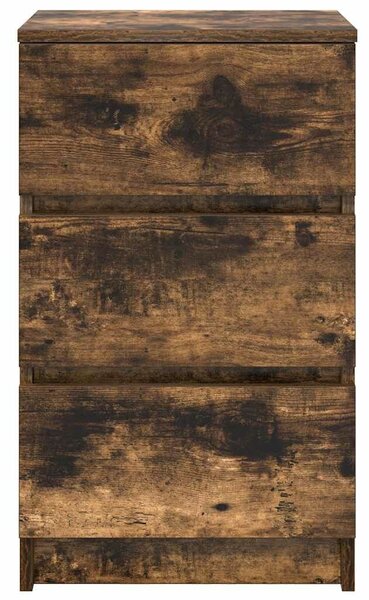 VidaXL 2 db füstölt tölgy éjjeliszekrények 3 fiókkal 39x35x65 cm
