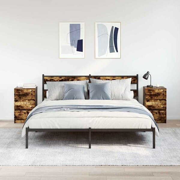 VidaXL 2 db füstölt tölgy éjjeliszekrények 3 fiókkal 39x35x65 cm