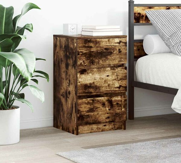 VidaXL 2 db füstölt tölgy éjjeliszekrények 3 fiókkal 39x35x65 cm