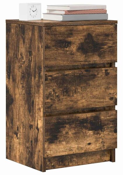VidaXL 2 db füstölt tölgy éjjeliszekrények 3 fiókkal 39x35x65 cm