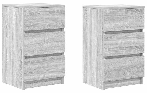 VidaXL 2 db szürke sonoma színű éjjeliszekrények 3 fiókkal 39x35x65 cm