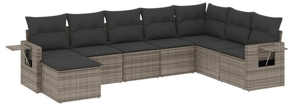8 részes szürke polyrattan kerti ülőgarnitúra párnákkal