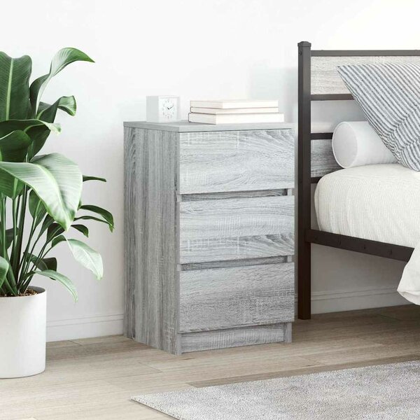 VidaXL 2 db szürke sonoma színű éjjeliszekrények 3 fiókkal 39x35x65 cm