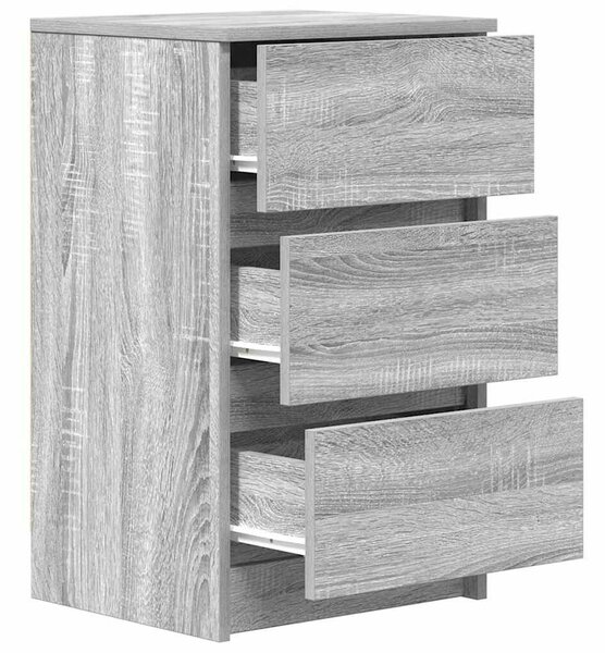 VidaXL 2 db szürke sonoma színű éjjeliszekrények 3 fiókkal 39x35x65 cm