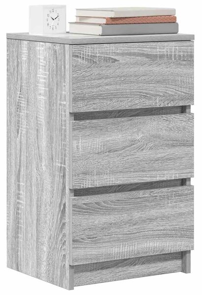 VidaXL 2 db szürke sonoma színű éjjeliszekrények 3 fiókkal 39x35x65 cm