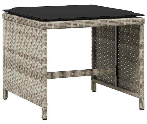9részes világosszürke polyrattan kerti étkezőgarnitúra párnával