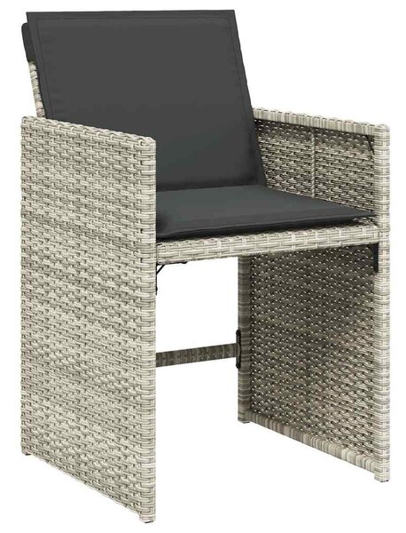 7 részes világosszürke polyrattan kerti étkezőszett párnával