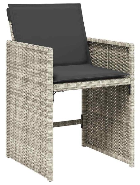 13 részes szürke polyrattan kerti étkezőgarnitúra párnákkal