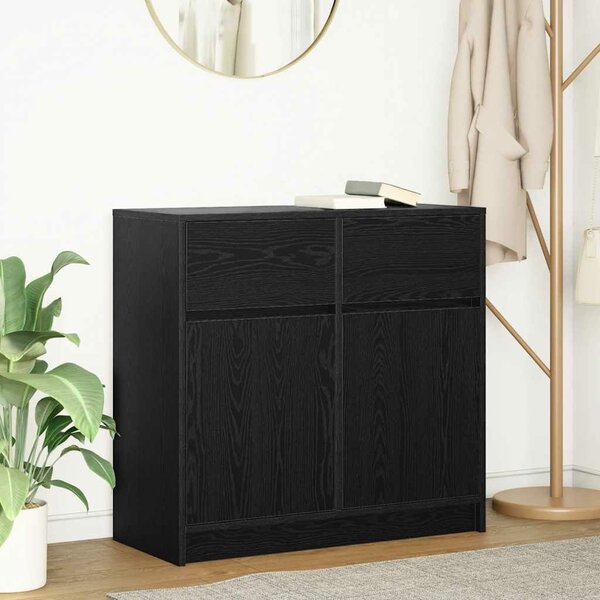VidaXL fekete tölgy szerelt fa tálalószekrény fiókos 80x34x76 cm