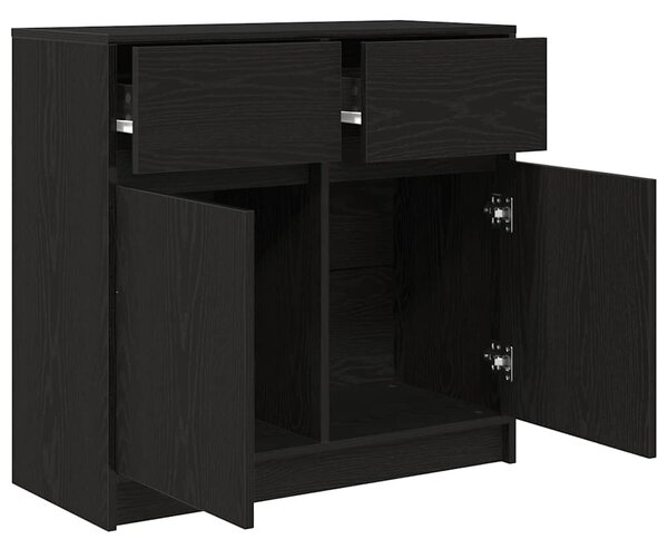 VidaXL fekete tölgy szerelt fa tálalószekrény fiókos 80x34x76 cm