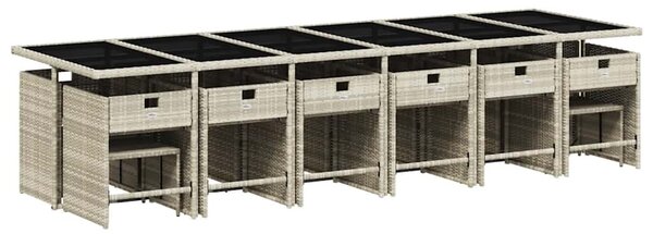 17 részes szürke polyrattan kerti étkezőgarnitúra párnákkal