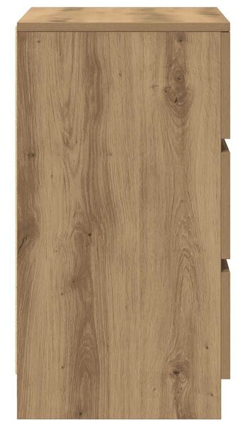 VidaXL 2 db kézműves tölgy éjjeliszekrények 3 fiókkal 39x35x65 cm