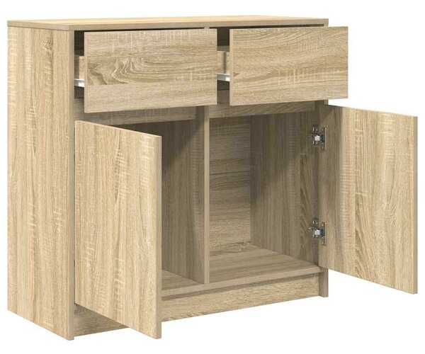 VidaXL sonoma tölgy szerelt fa tálalószekrény fiókos 80x34x76 cm