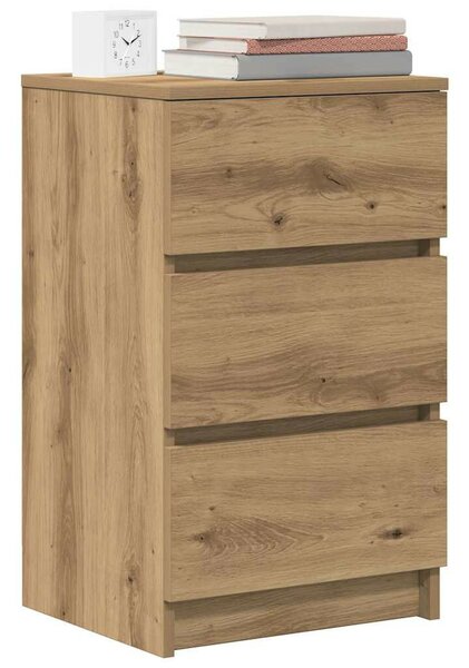 VidaXL 2 db kézműves tölgy éjjeliszekrények 3 fiókkal 39x35x65 cm