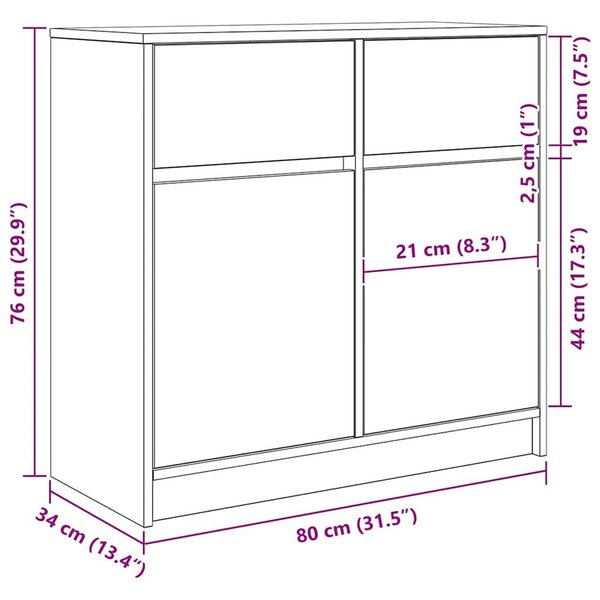 VidaXL antik fa szerelt fa tálalószekrény fiókos 80x34x76 cm