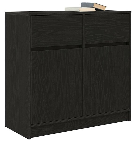 VidaXL fekete tölgy szerelt fa tálalószekrény fiókos 80x34x76 cm